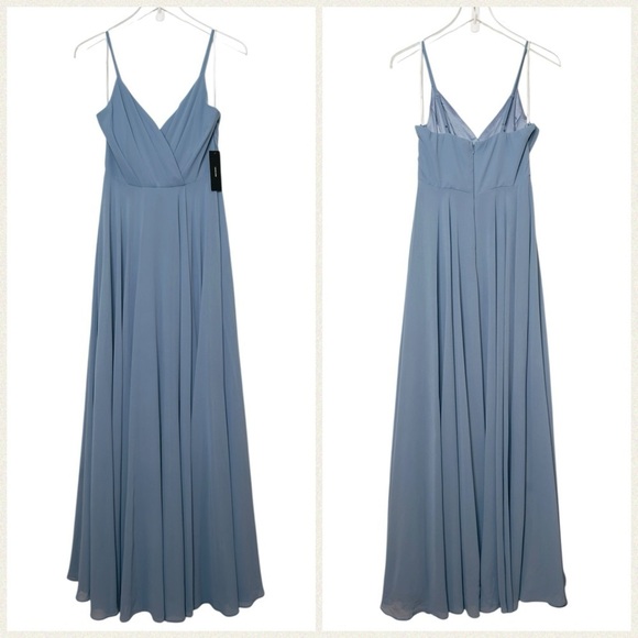 NEW Lulus All About Love Slate Blue Women’s Wedding Party Maxi Dress Sz M - Picture 2 of 12